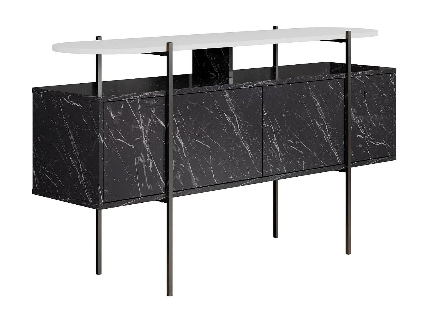 Konsolentisch Dlochoshvil, Tisch, Eingangskonsole, Regal, 150x38 h86 cm, WeiÃŸ und Grau