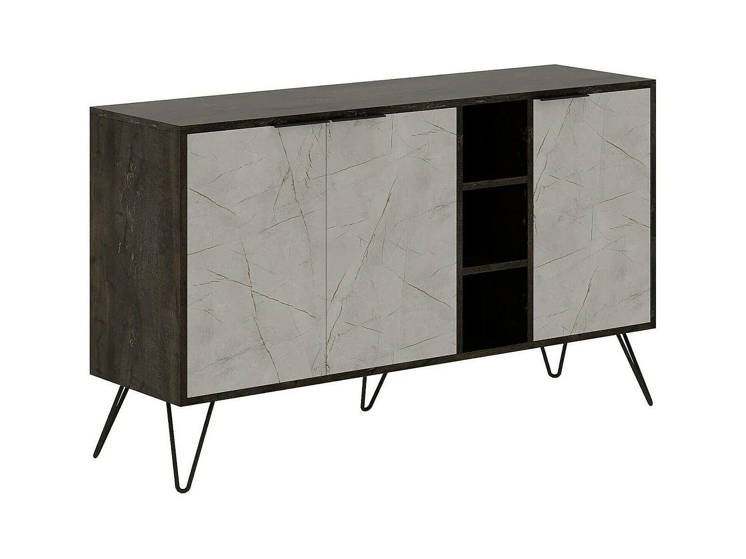 Dmontesan dressoir, Woonkamerbuffet, Woonkamerdressoir, Keukenkast, 142x36 h83 cm, Bruin en Lichtblauw
