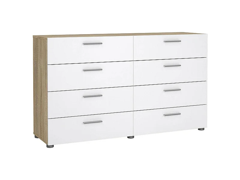 Aparador Dsanabri, Bufé de salón, Aparador de salón, Despensa de cocina, 140x40 h83 cm, Roble y Blanco