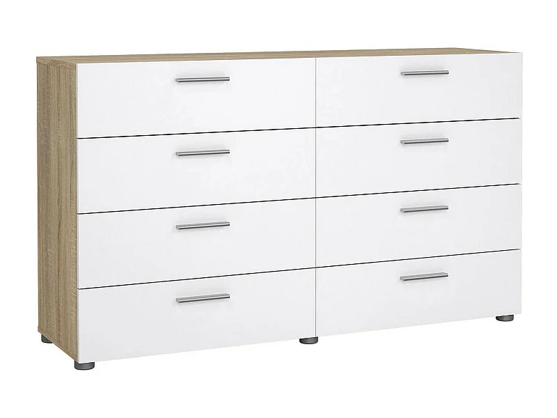 Aparador Dsanabri, Buffet de sala, Aparador de sala, Despensa de cozinha, 140x40 h83 cm, Carvalho e Branco