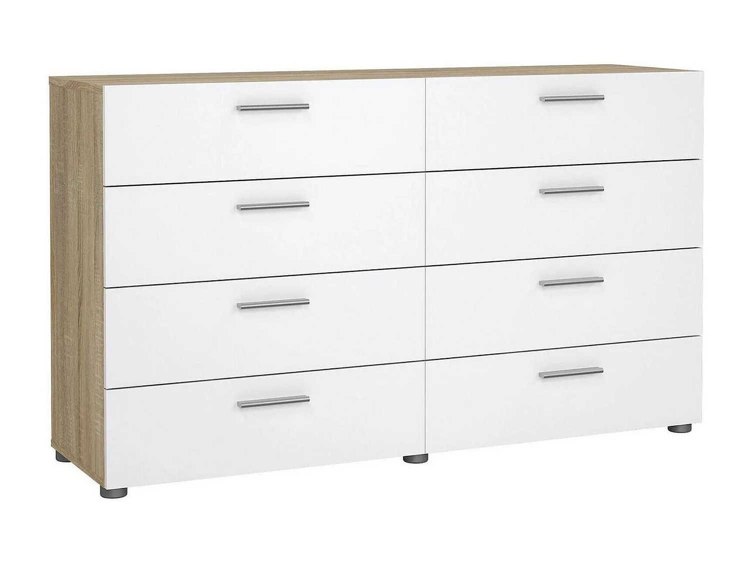 Buffet Dsanabri, Buffet du salon, Commode de salon, Garde-manger de cuisine, 140x40 h83 cm, Chêne et Blanc