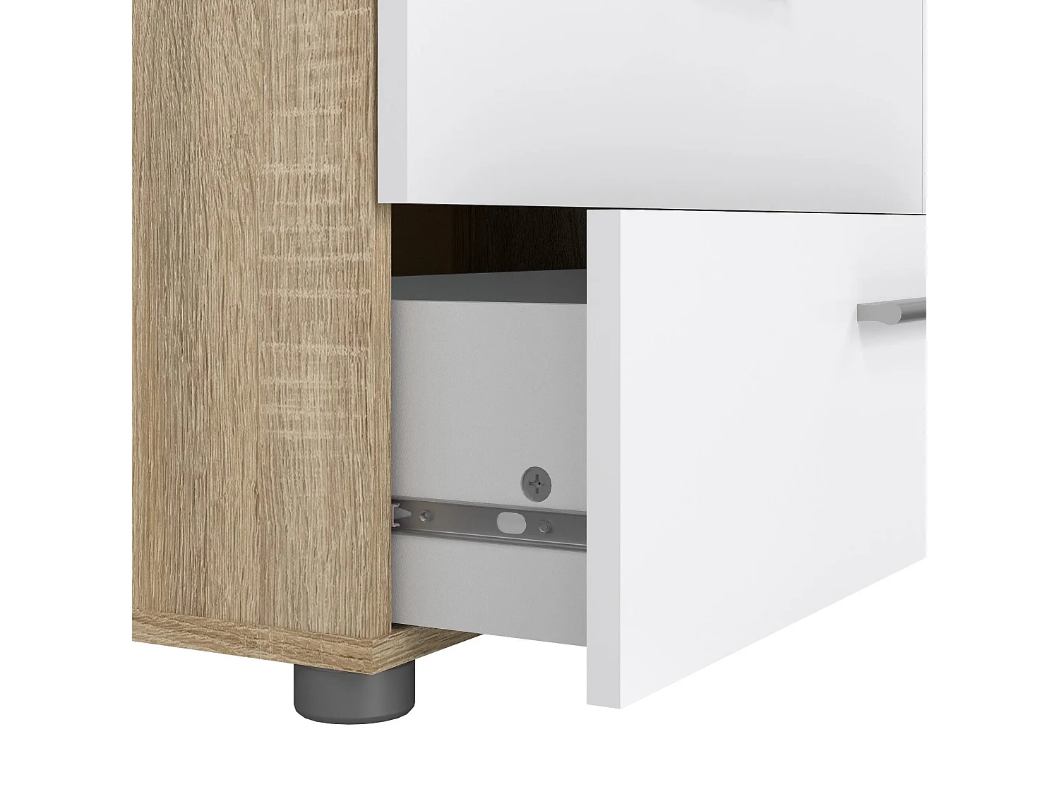 Buffet Dsanabri, Buffet du salon, Commode de salon, Garde-manger de cuisine, 140x40 h83 cm, Chêne et Blanc