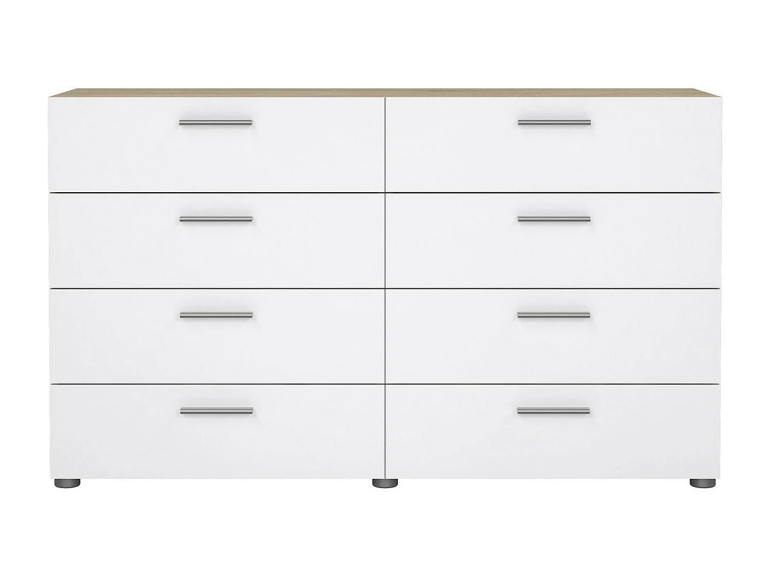 Dsanabri dressoir, Woonkamerbuffet, Woonkamerdressoir, Keukenkast, 140x40 h83 cm, Eiken en Wit