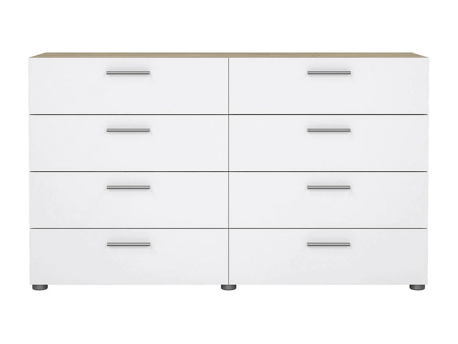 Dsanabri dressoir, Woonkamerbuffet, Woonkamerdressoir, Keukenkast, 140x40 h83 cm, Eiken en Wit