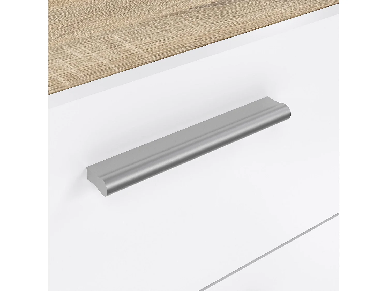 Dsanabri dressoir, Woonkamerbuffet, Woonkamerdressoir, Keukenkast, 140x40 h83 cm, Eiken en Wit