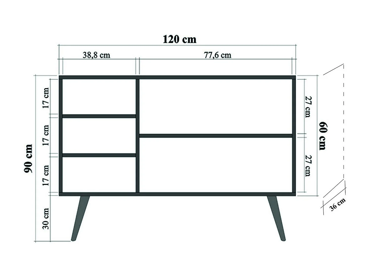 Aparador Dmarchizz, Buffet de sala, Aparador de sala, Despensa de cozinha, 120x36 h90 cm, Carvalho