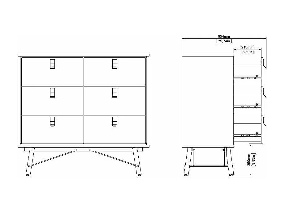 Buffet Drossitt, Buffet du salon, Commode de salon, Garde-manger de cuisine, 102x40 h95 cm, Chêne clair