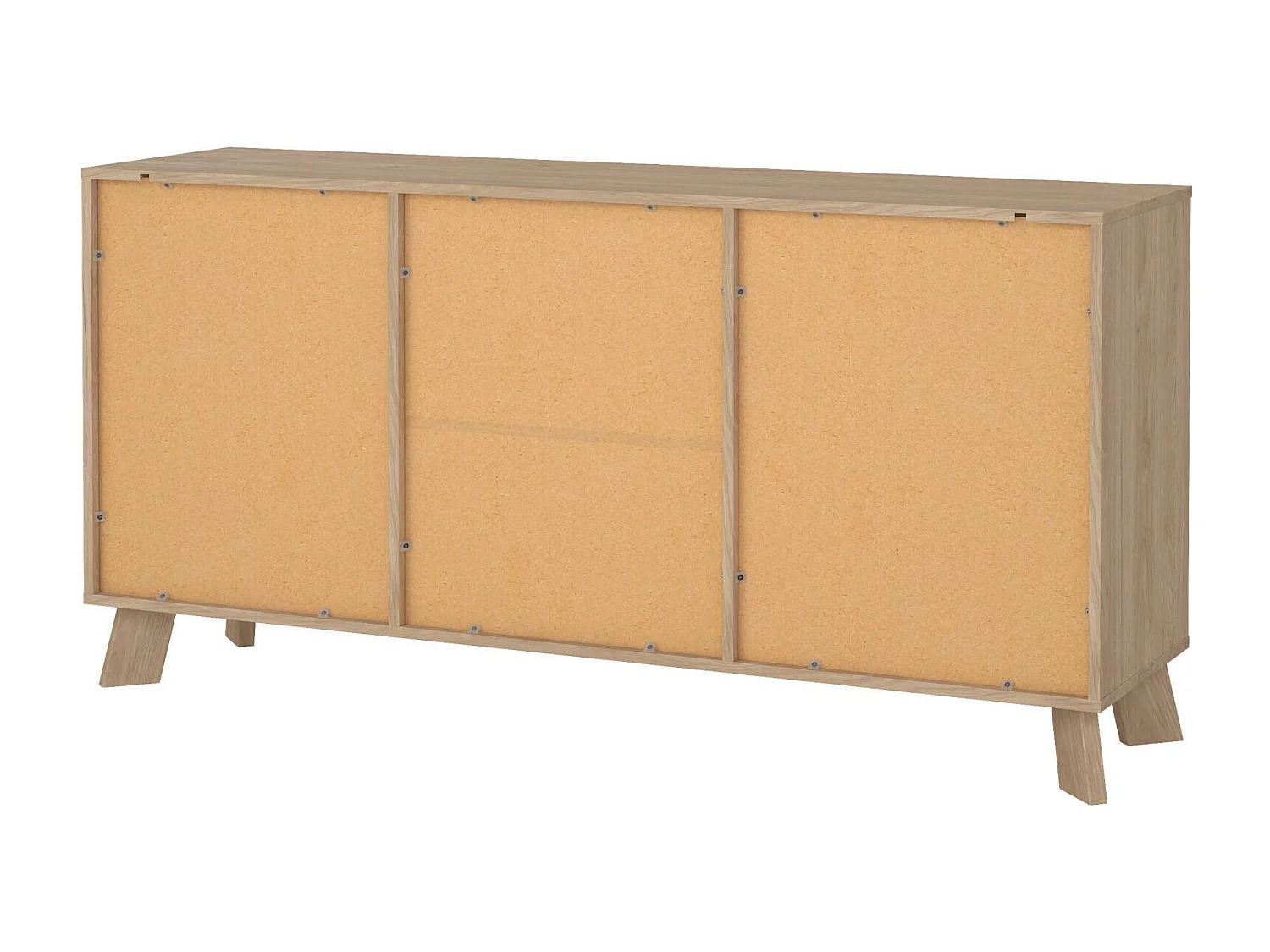 Buffet Dsanc, Buffet du salon, Commode de salon, Garde-manger de cuisine, 147x39 h73 cm, Chêne clair et Blanc