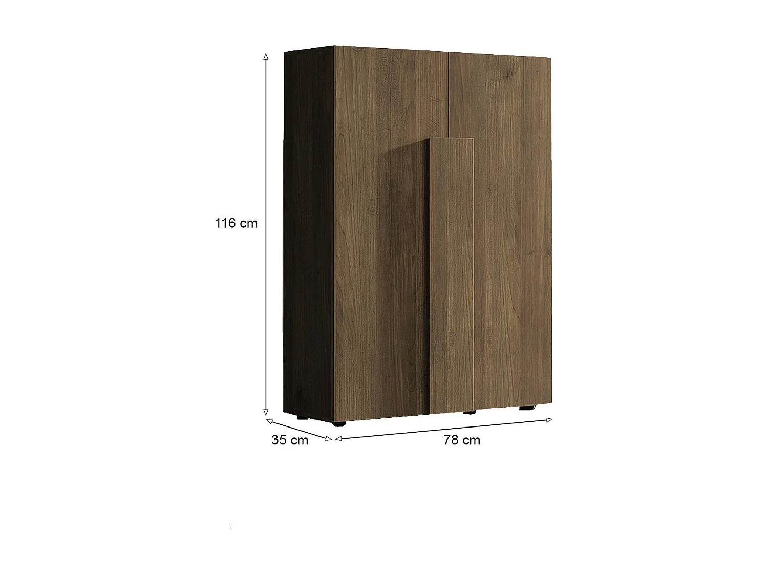 Dlillar multifunctionele kledingkast 2 deuren, Multifunctionele kast, Schoenenkast, Schoenenkast, Made in Italy, 78x35 h116 cm, Walnoot