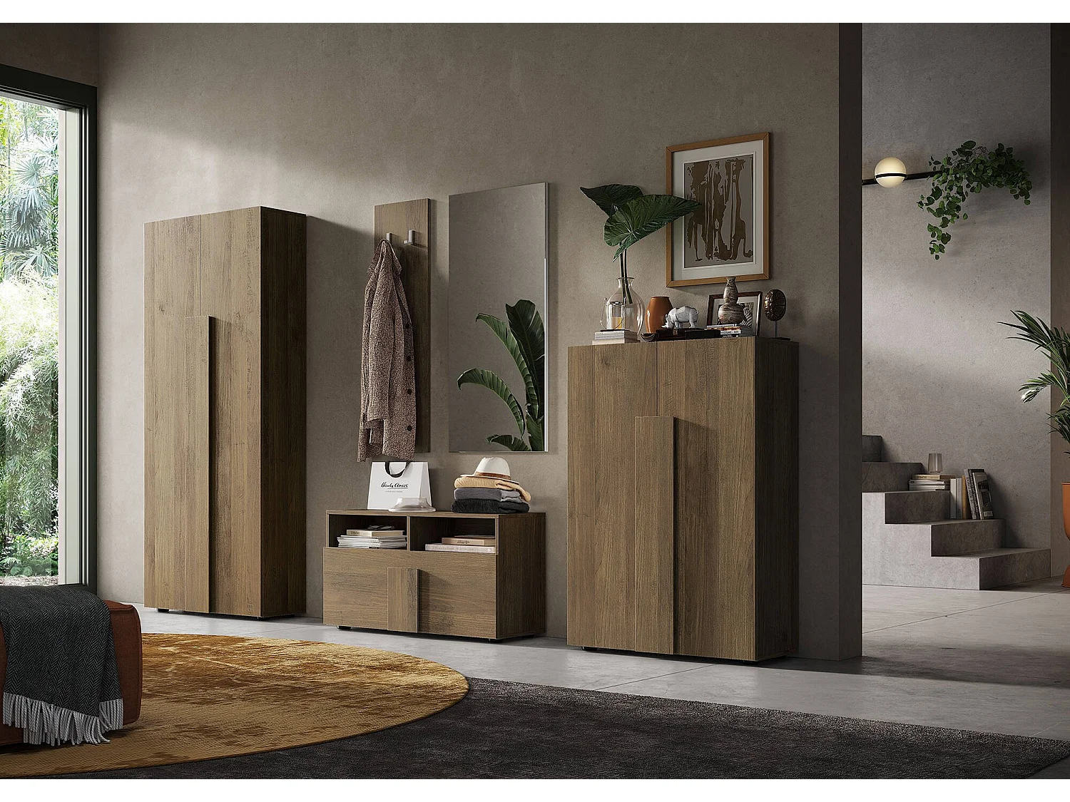 Dlillar multifunctionele kledingkast 2 deuren, Multifunctionele kast, Schoenenkast, Schoenenkast, Made in Italy, 78x35 h116 cm, Walnoot