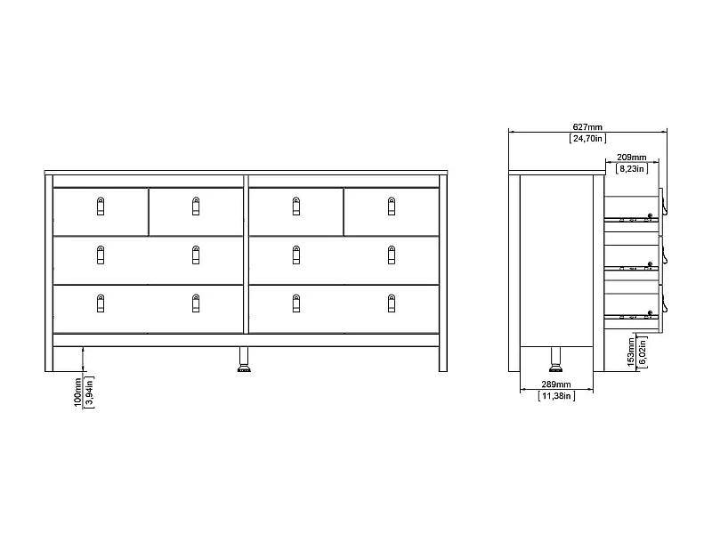 Buffet Dsanton, Buffet du salon, Commode de salon, Garde-manger de cuisine, 160x38 h80 cm, Blanc