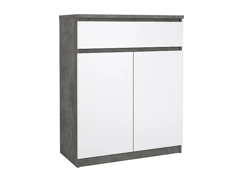 Dmora - Credenza Genziana, 80x40 h100 cm, Cemento e Bianco lucido