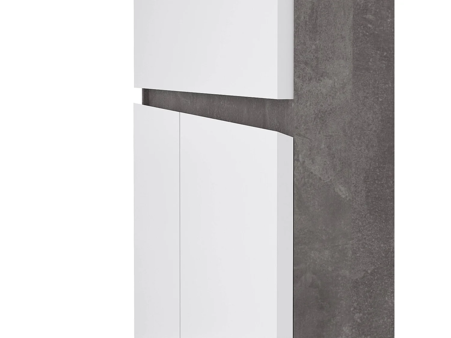 Buffet Dsanturr, Buffet du salon, Commode de salon, Garde-manger de cuisine, 80x40 h100 cm, Ciment et blanc