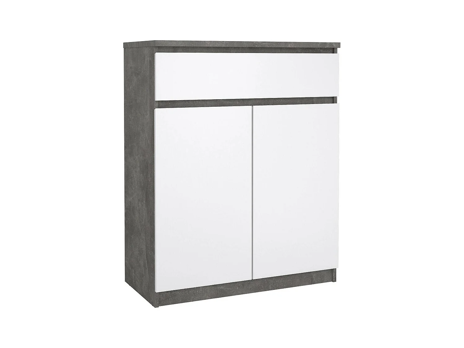 Buffet Dsanturr, Buffet du salon, Commode de salon, Garde-manger de cuisine, 80x40 h100 cm, Ciment et blanc