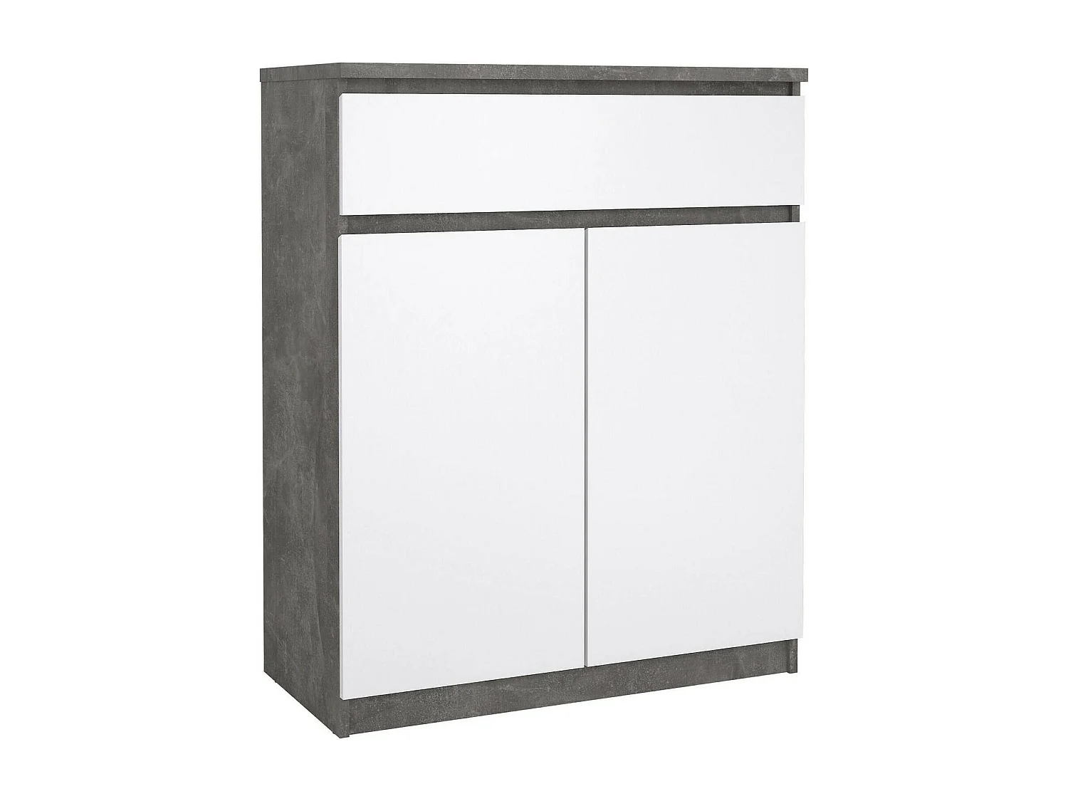Dsanturr dressoir, Woonkamerbuffet, Woonkamerdressoir, Keukenkast, 80x40 h100 cm, Cement en Wit