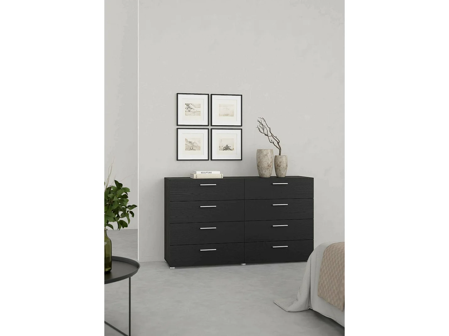 Dsattol dressoir, Woonkamerbuffet, Woonkamerdressoir, Keukenkast, 140x40 h82 cm, Zwart