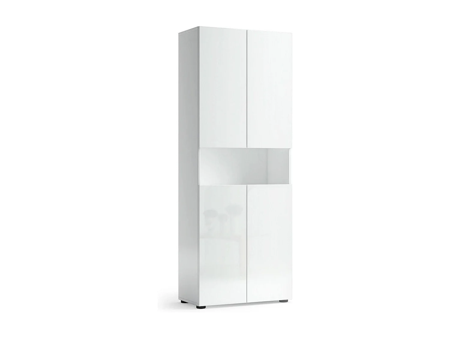 Grande armoire polyvalente Degharevb, Meubles multifonctionnels, Casier à chaussures, Support à chaussures pour armoire, Made in Italy, 68x34h180 cm, Blanc brillant