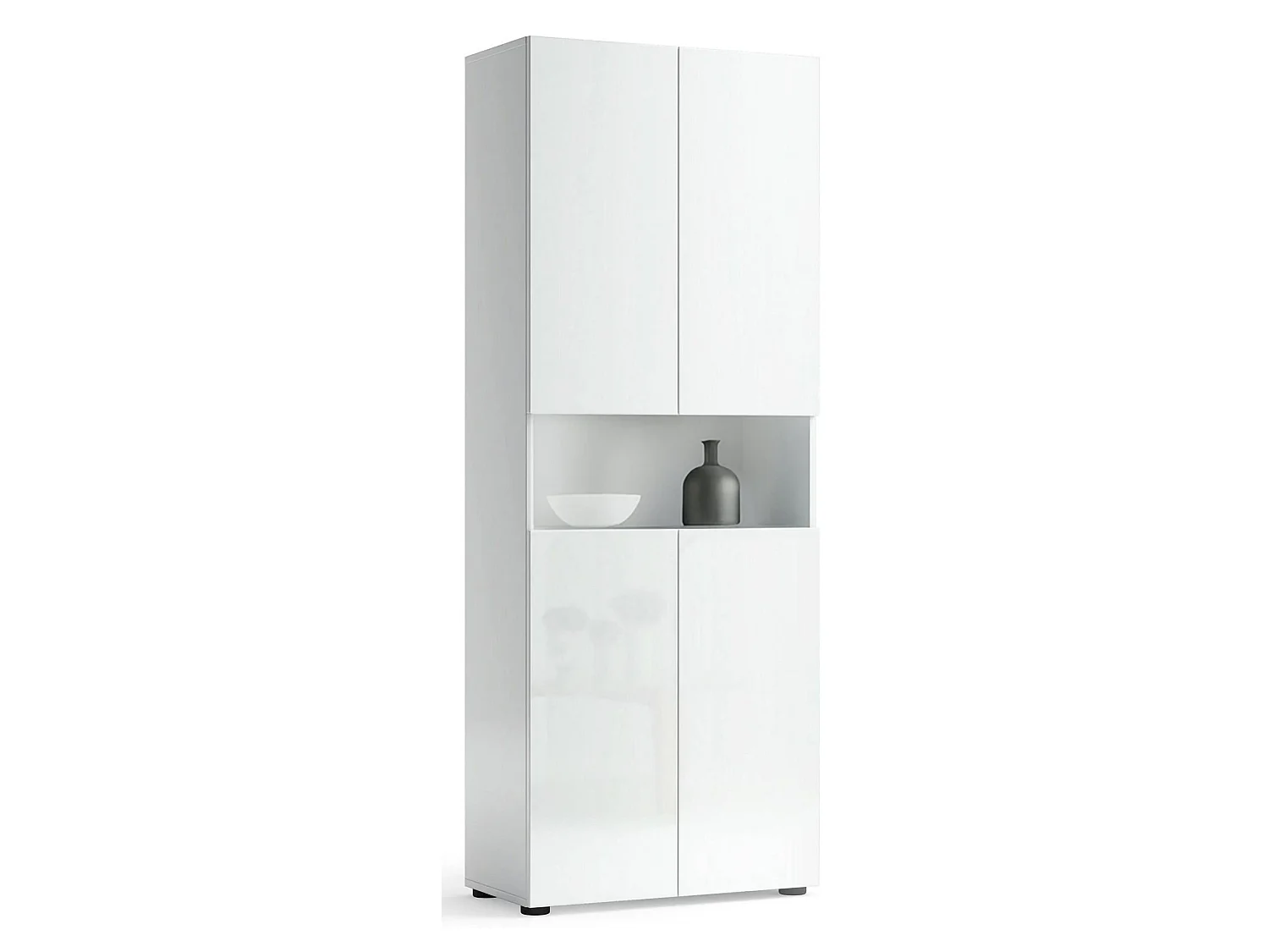 Degharevb grote multifunctionele kledingkast, Multifunctionele kast, Schoenenkast, Schoenenkast, Made in Italy, 68x34h180 cm, Glanzend wit
