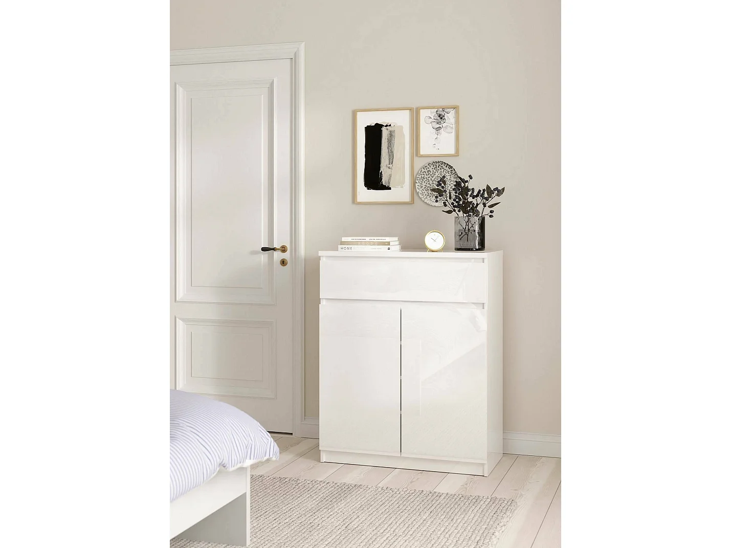 Dsanturr dressoir, Woonkamerbuffet, Woonkamerdressoir, Keukenkast, 80x40 h100 cm, Wit