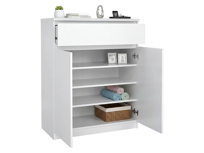 Buffet Dsanturr, Buffet du salon, Commode de salon, Garde-manger de cuisine, 80x40 h100 cm, Blanc