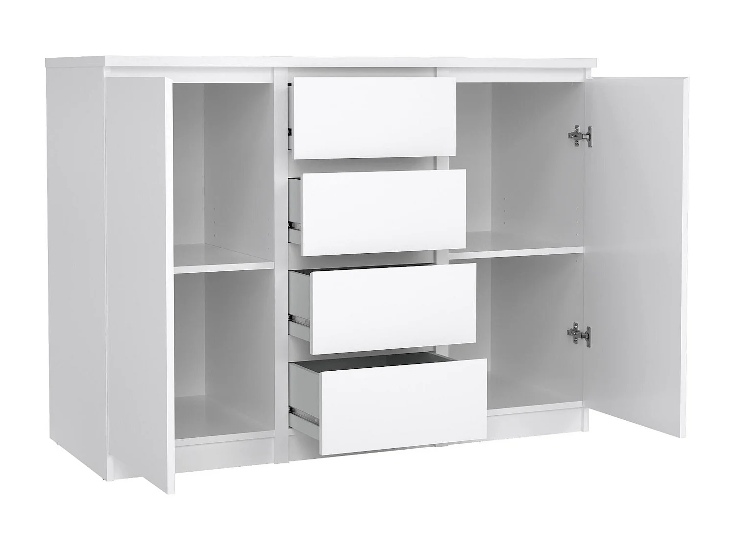 Dmora - Credenza Angelika, 121x50 h91 cm, Bianco lucido