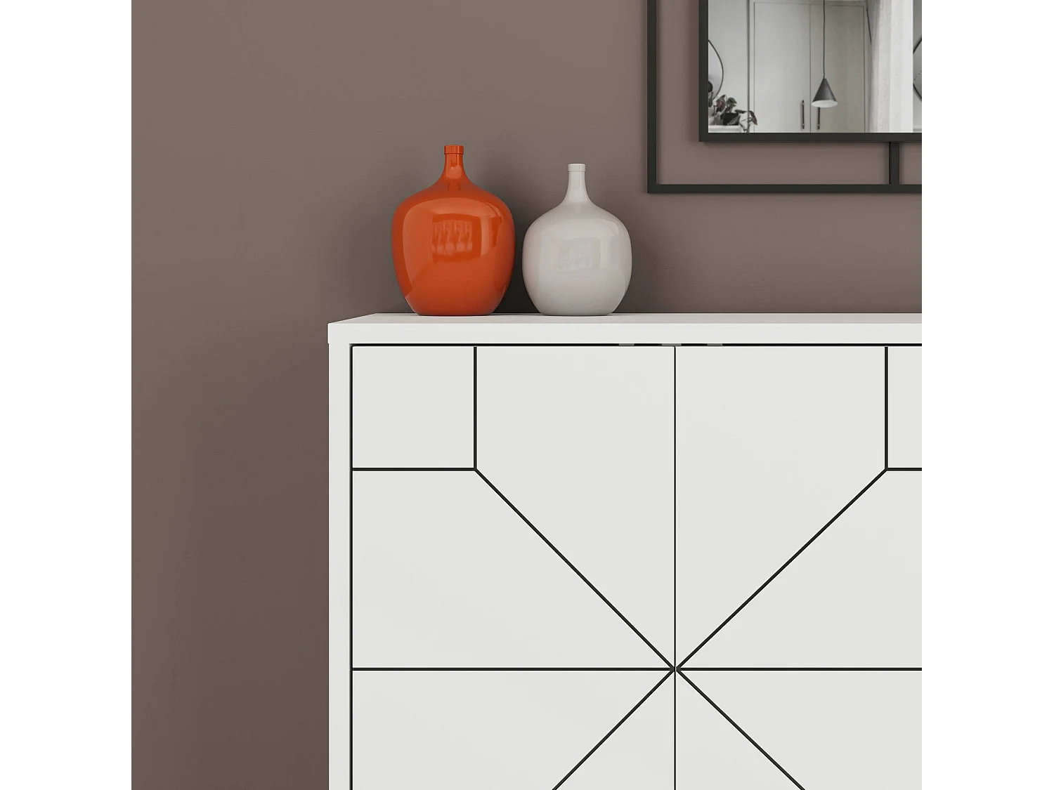 Aparador Dmoscardin, Buffet de sala, Aparador de sala, Despensa de cozinha, 123x35 h62 cm, Branco