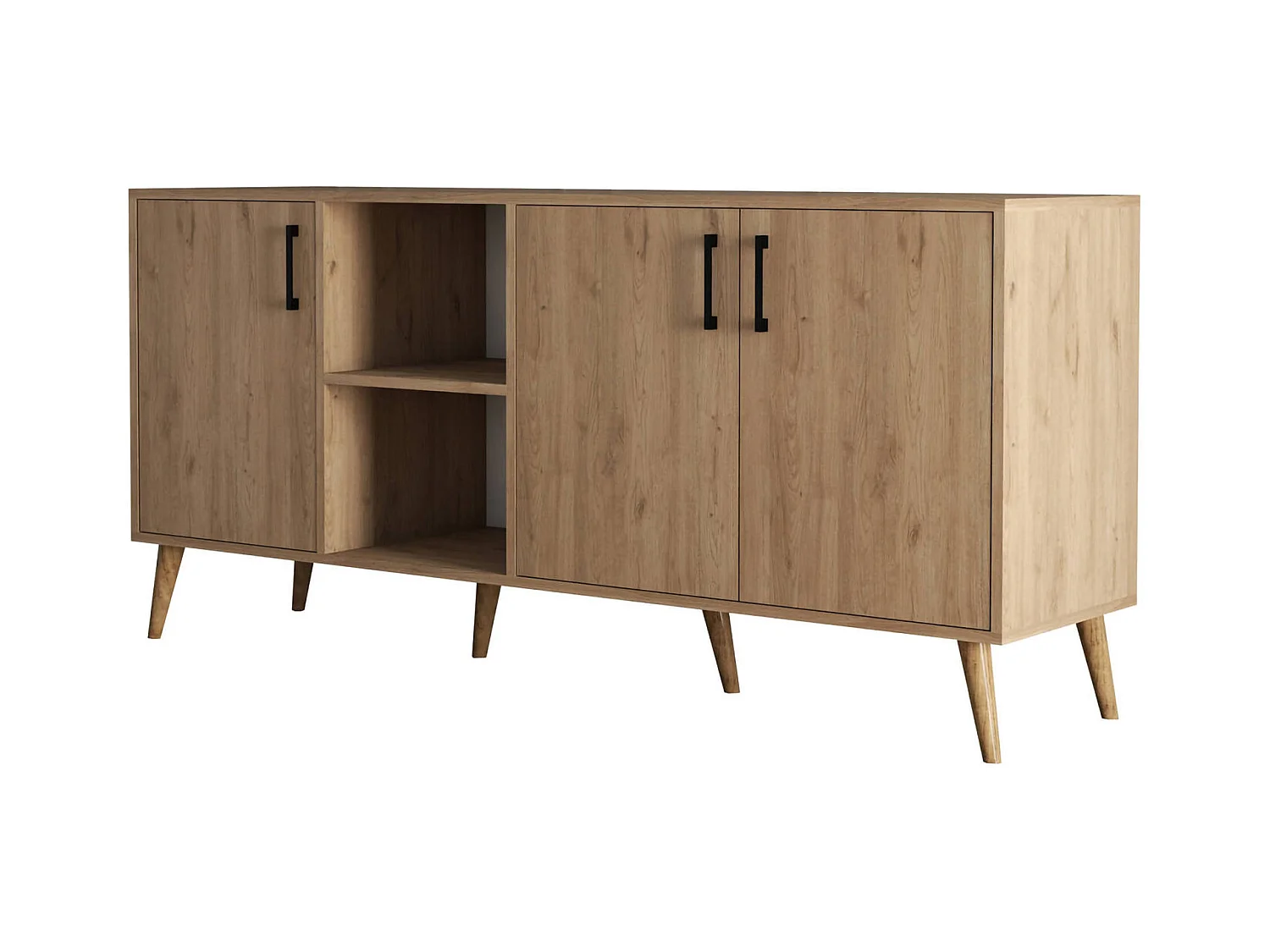 Buffet Dbrignon, Buffet du salon, Commode de salon, Garde-manger de cuisine, 180x45 h80 cm, Chêne