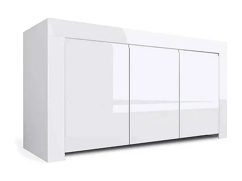 Dmora - Credenza Zenobia, 162x50 h83 cm, Bianco lucido