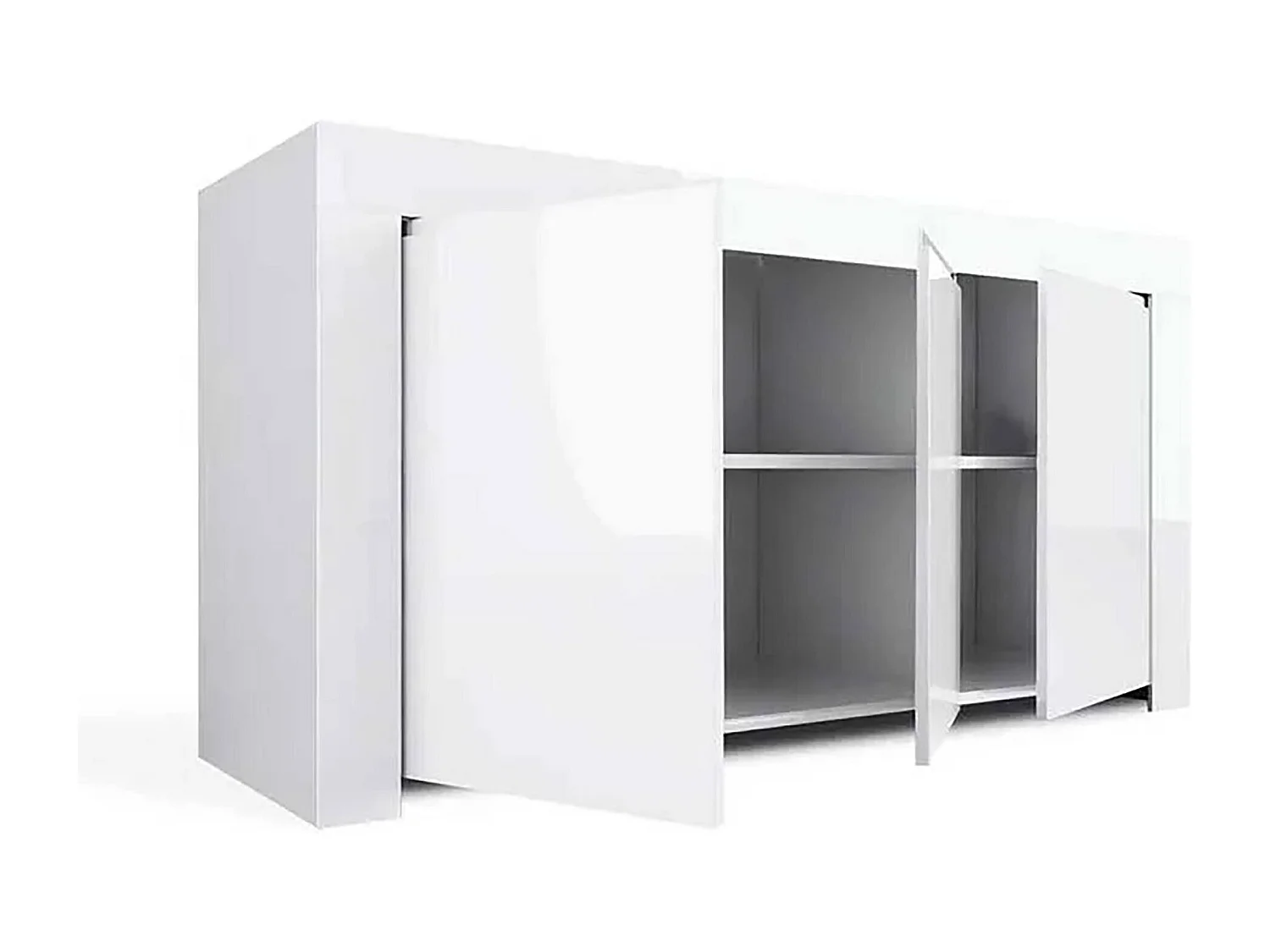 Dmora - Credenza Zenobia, 162x50 h83 cm, Bianco lucido