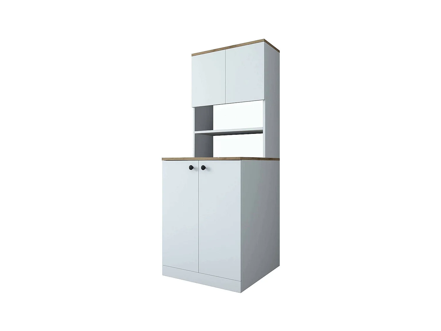 Grande armoire polyvalente Dmaifred, Meubles multifonctionnels, Casier à chaussures, Support à chaussures pour armoire, 70x73h184 cm, Blanc et Noyer