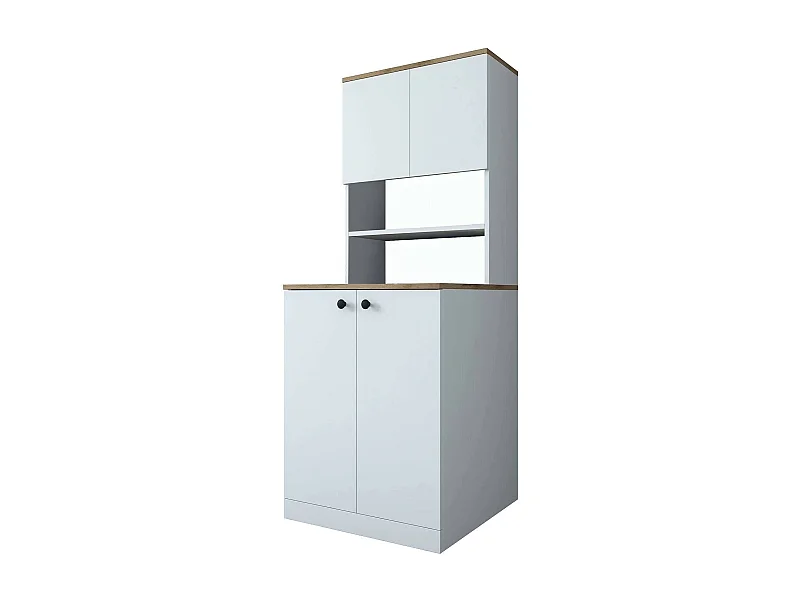 Dmaifred grote multifunctionele kledingkast, Multifunctionele kast, Schoenenrekkast, Schoenenkast, 70x73h184 cm, Wit en Walnoot