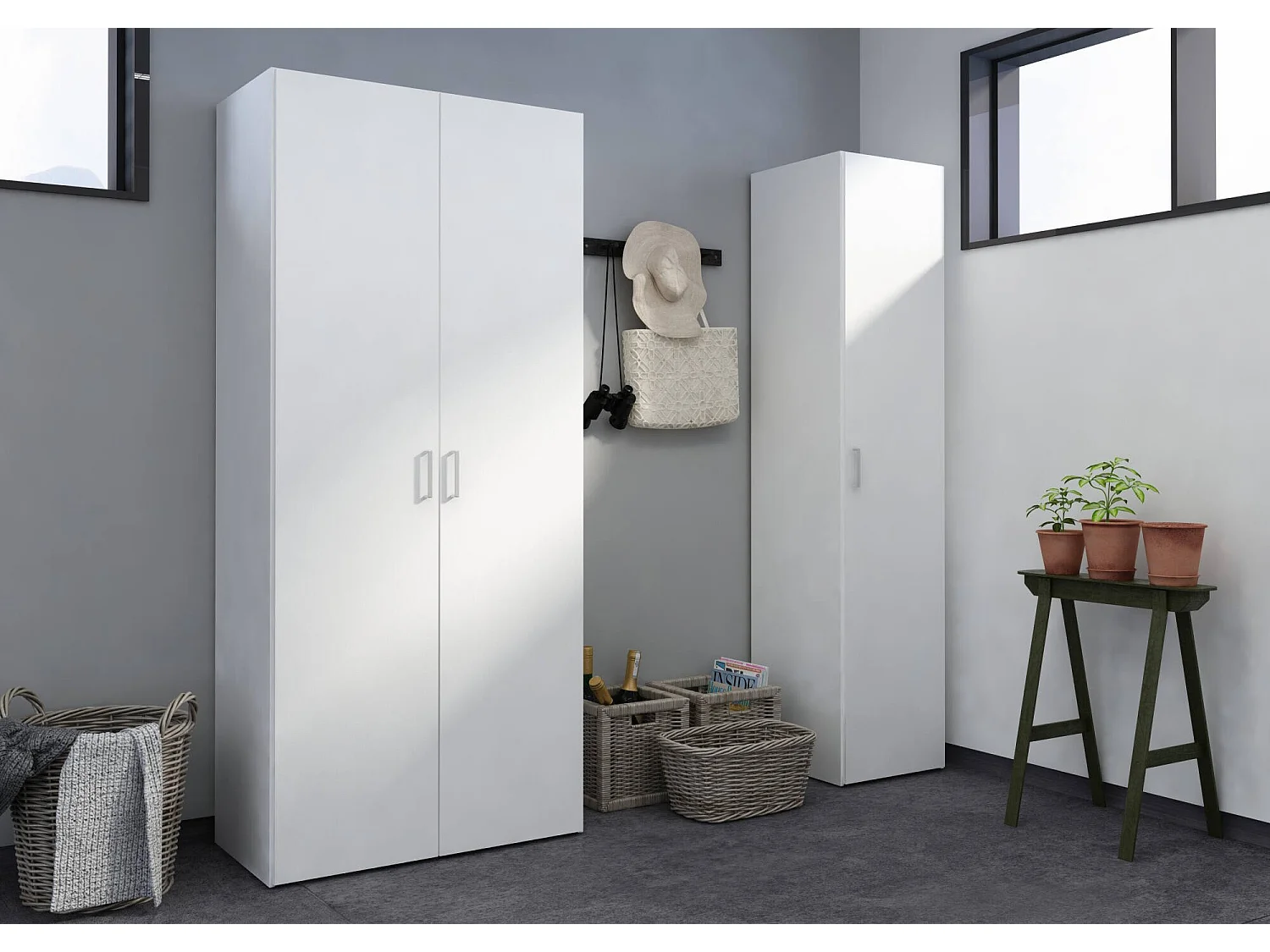 Dmora - Armadio multiuso 1 anta Am, 39x41 h175 cm, Bianco