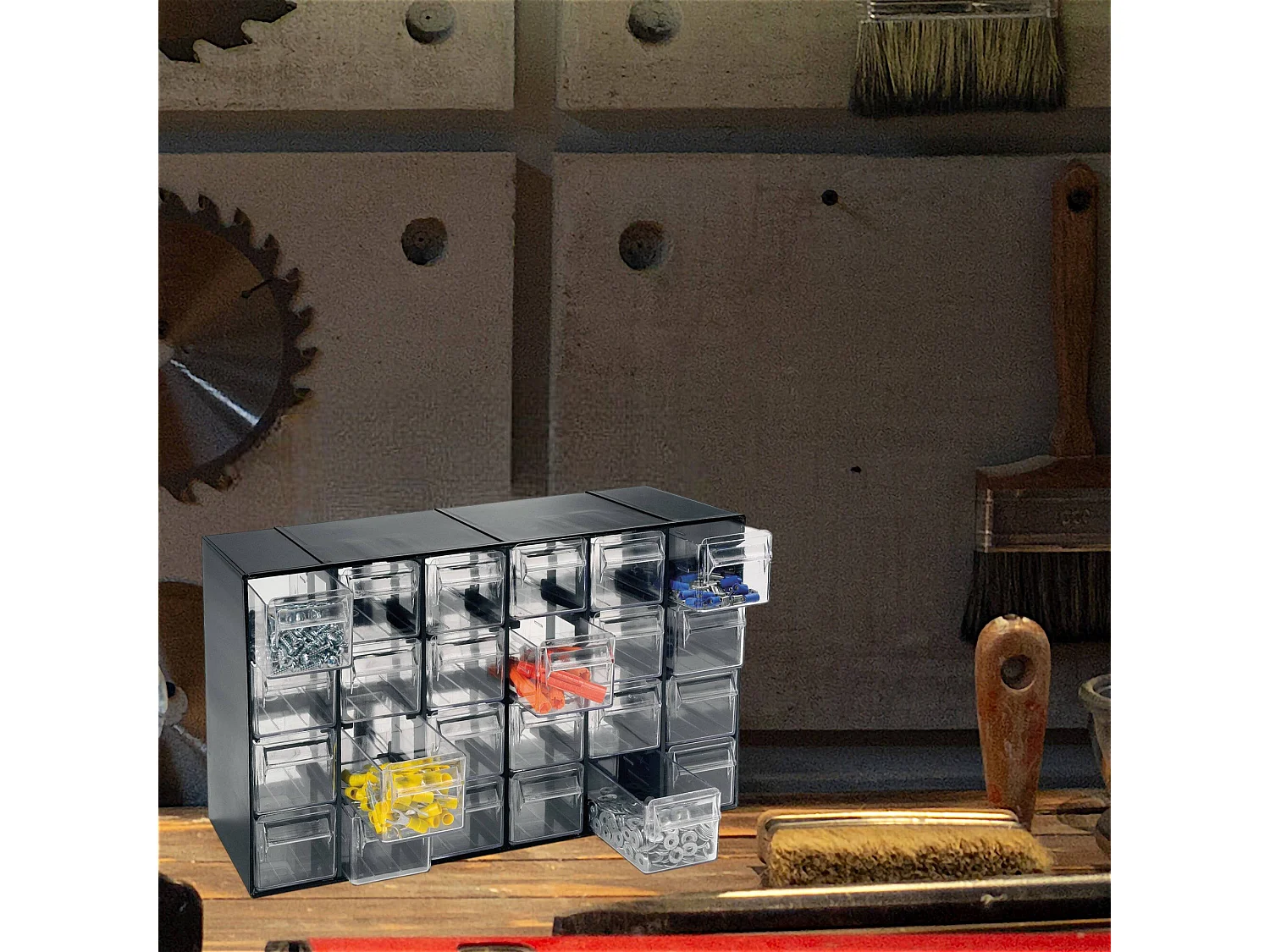 Dbaglier multifunctionele kledingkast met 2 deuren, kast voor kleine onderdelen, kast voor gereedschapscontainers, 100% Made in Italy, antraciet, 38x14h23 cm