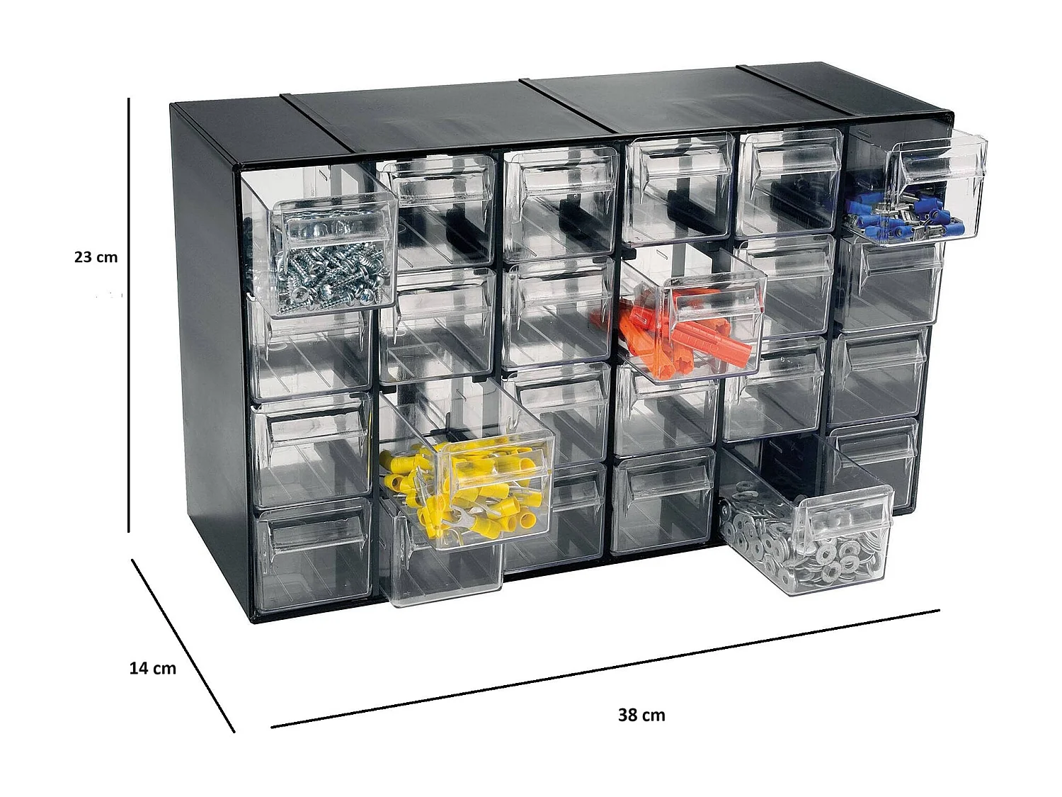 Dbaglier multifunctionele kledingkast met 2 deuren, kast voor kleine onderdelen, kast voor gereedschapscontainers, 100% Made in Italy, antraciet, 38x14h23 cm
