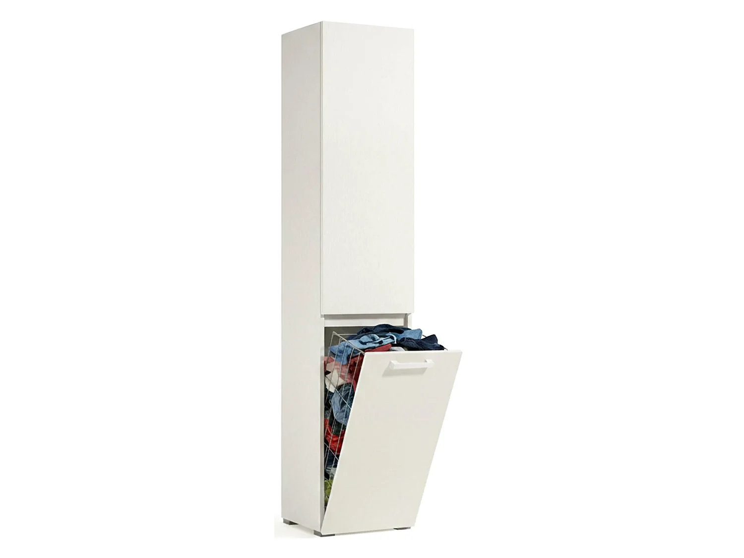 Dasteggian armoire polyvalente 2 portes, buanderie 2 portes, colonne de salle de bain avec panier à linge, 100% Made in Italy, 45x37h195 cm, Blanc