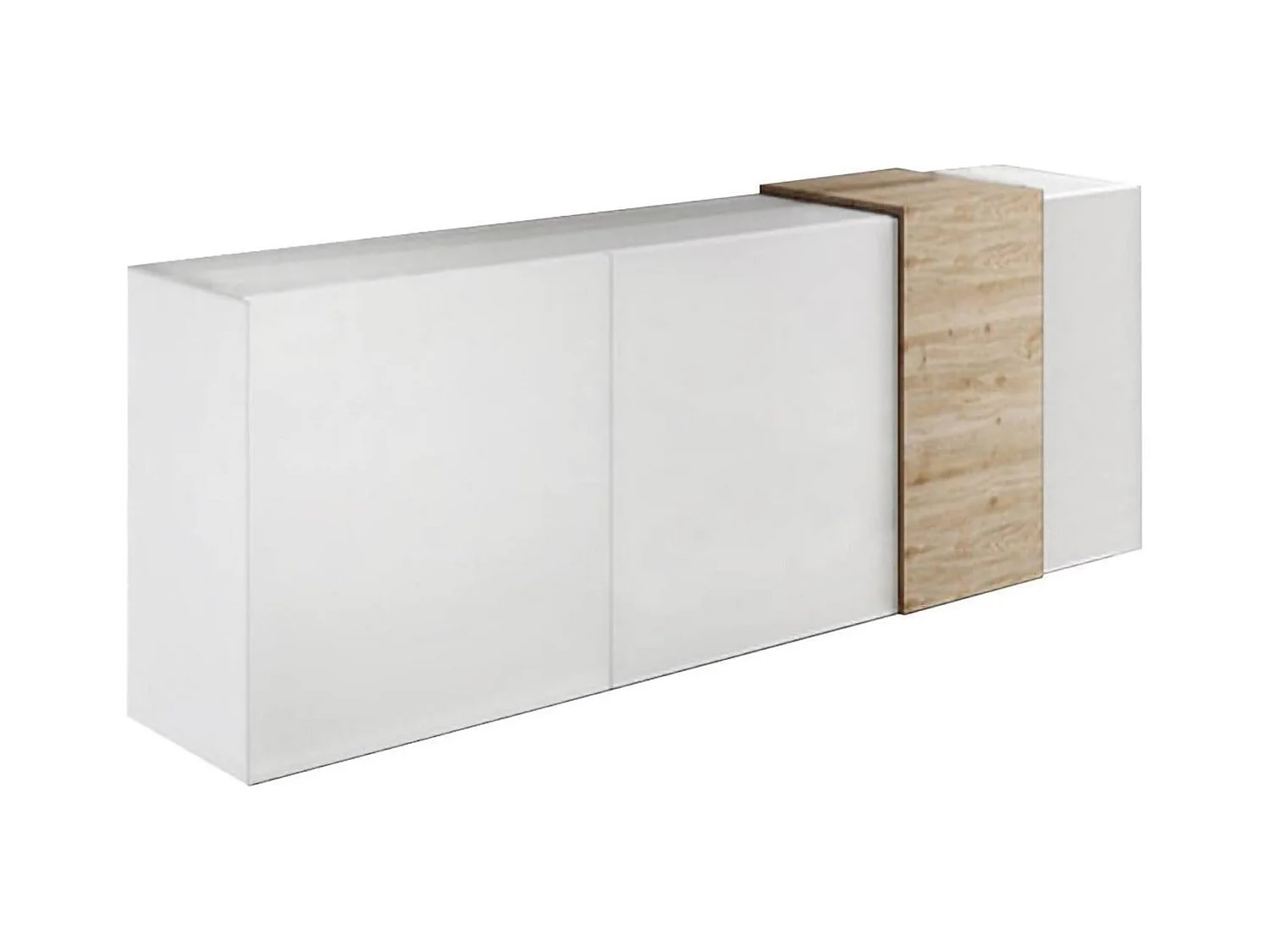 Buffet Dmiddleto, Buffet du salon, Commode de salon, Garde-manger de cuisine, Made in Italy, 181x44 h86 cm, N?uds de chêne clair et Blanc brillant