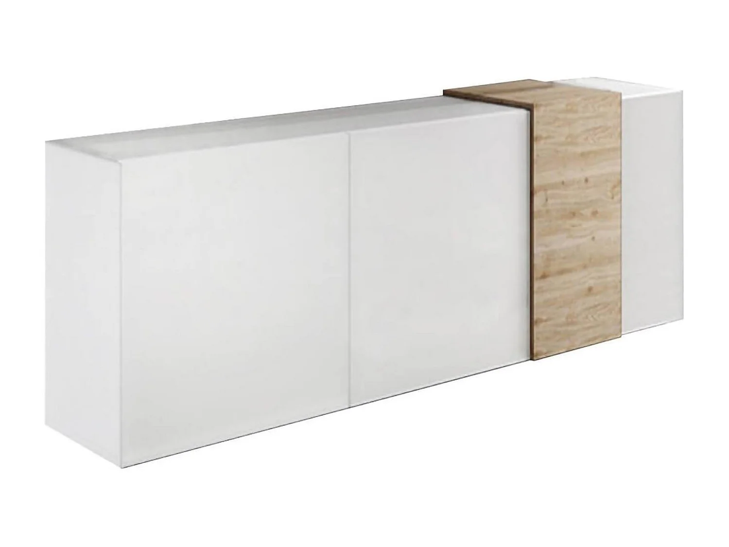 Aparador Dmiddleto, Buffet de sala, Aparador de sala, despensa de cozinha, Fabricado em Itália, 181x44 h86 cm, Knot Oak e Branco Brilhante