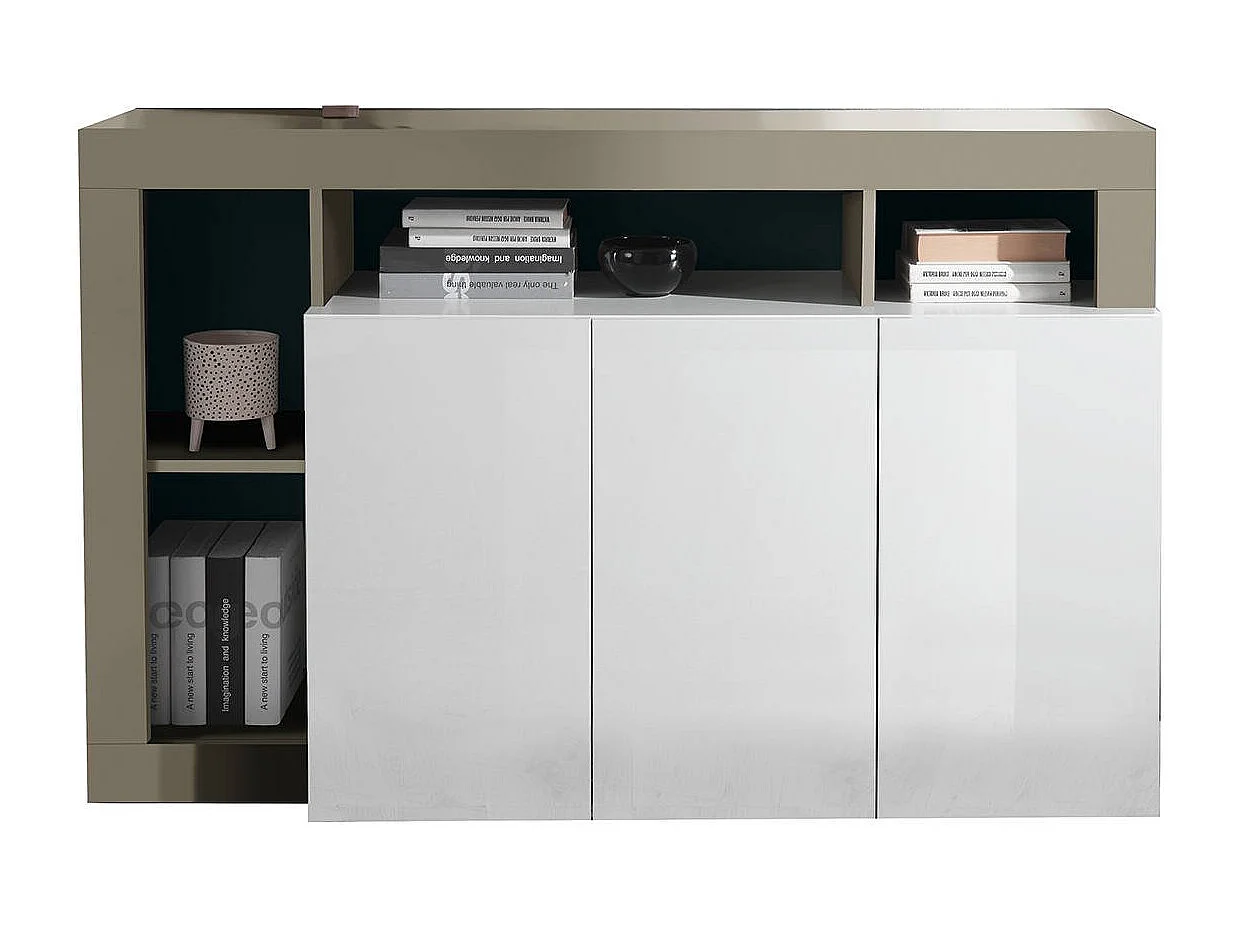 Buffet Ddistefan, Buffet du salon, Commode de salon, Garde-manger de cuisine, Made in Italy, 146x42 h93 cm, Blanc