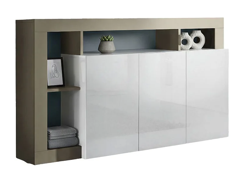 Ddistefan dressoir, Woonkamerbuffet, Woonkamerdressoir, Keukenkast, Made in Italy, 146x42 h93 cm, Wit