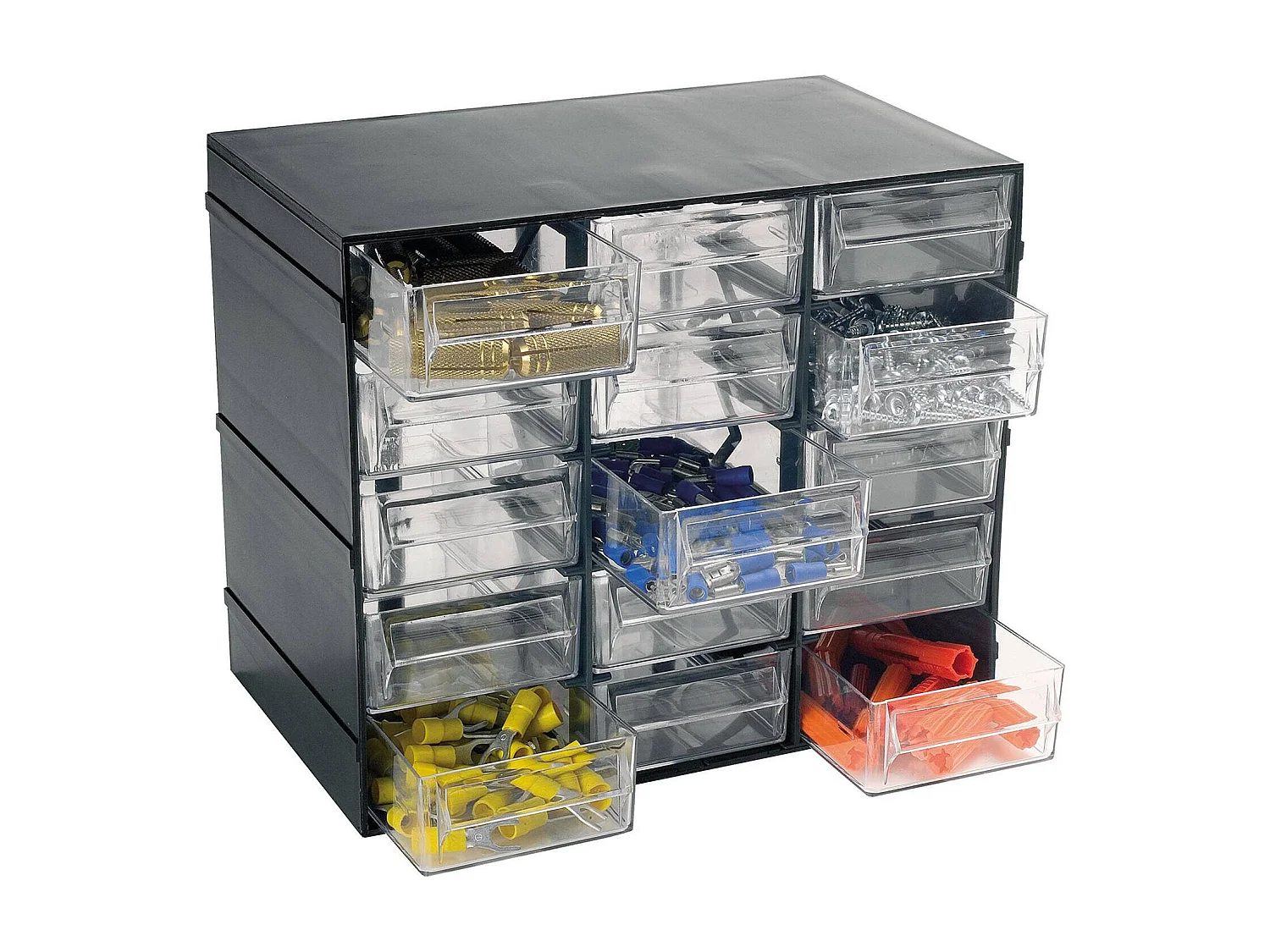 Armario multiusos 2 puertas Dbaglier, Armario para piezas pequeñas, Armario para contenedores de herramientas, 100% Made in Italy, Antracita, 23x14h19 cm