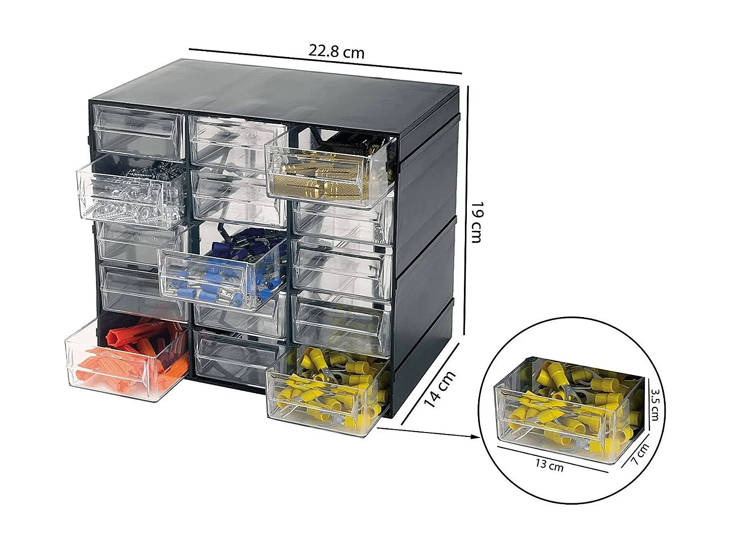 Dbaglier 2 Türen Mehrzweckschrank, Kleinteileschrank, Schrank für Werkzeugbehälter, 100 % Made in Italy, Anthrazit, 23x14h19 cm