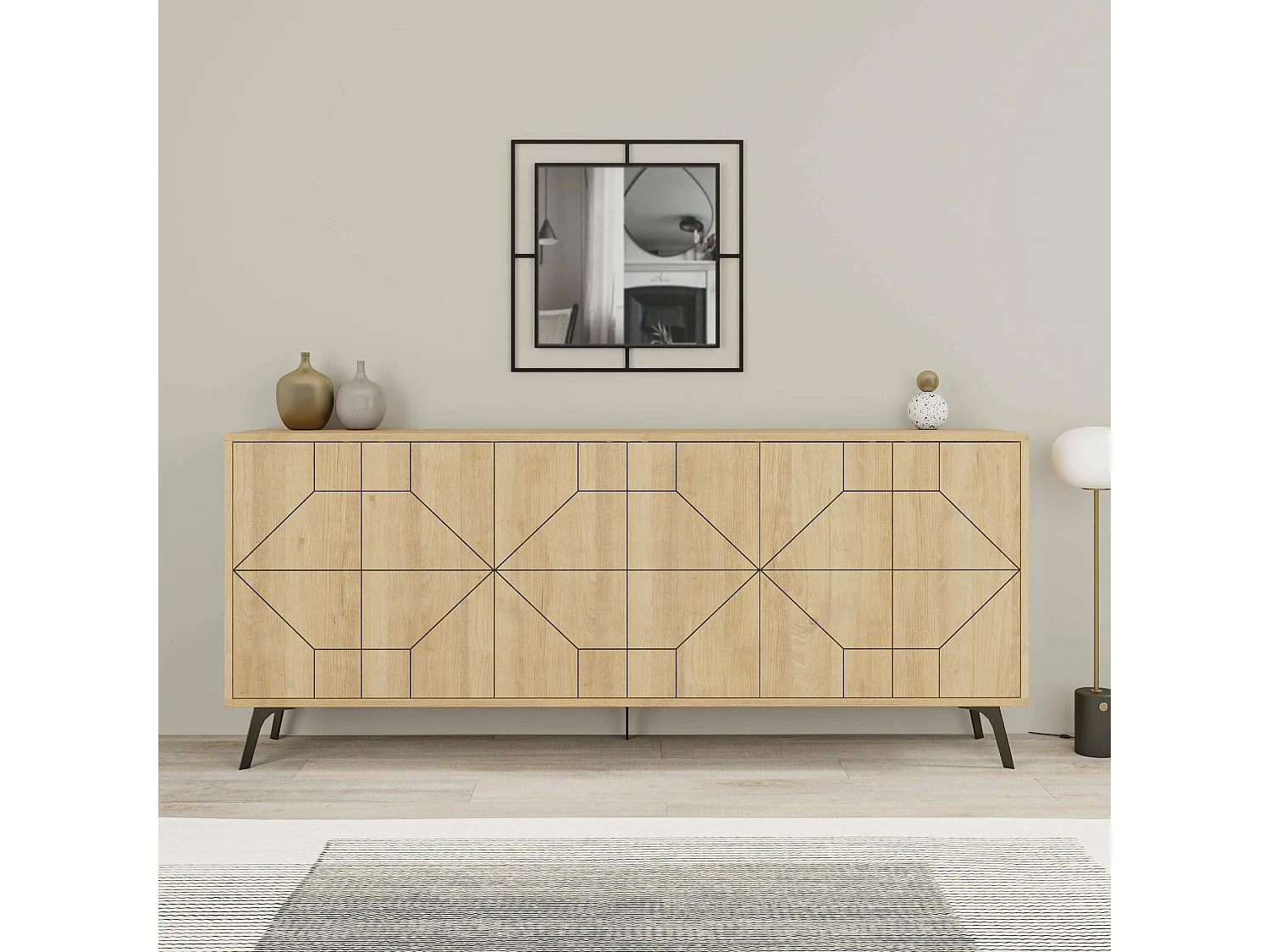 Dmora - Credenza Earl, 184x35 h77 cm, Quercia