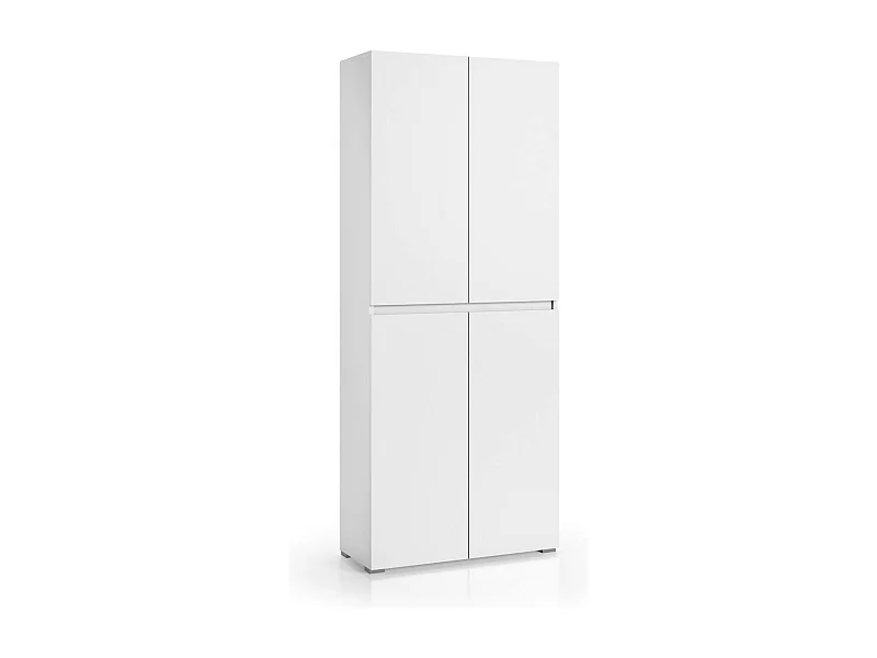 Armário multiusos grande Dbalestr, Sapateira com prateleiras ajustáveis, Sapateira com 4 portas, 100% Fabricado em Itália, 80x37h195 cm, Branco