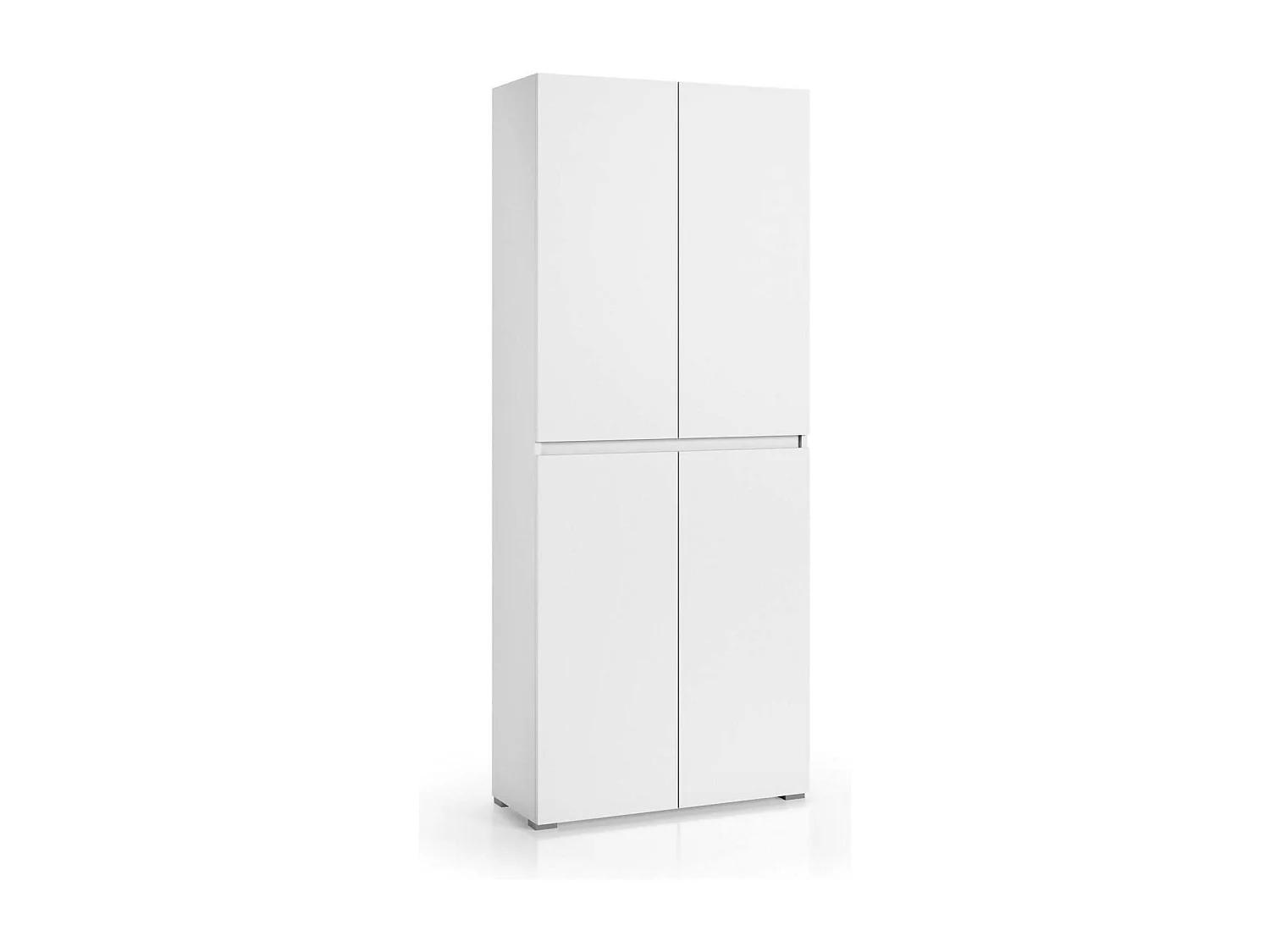 Armário multiusos grande Dbalestr, Sapateira com prateleiras ajustáveis, Sapateira com 4 portas, 100% Fabricado em Itália, 80x37h195 cm, Branco