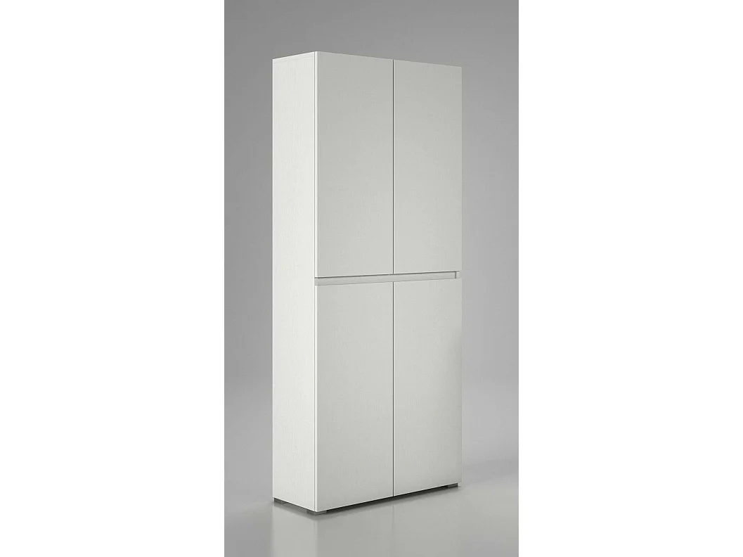 Dbalestr grande armoire polyvalente, Étagère à chaussures avec étagères réglables, Meuble à chaussures avec 4 portes, 100% Made in Italy, 80x37h195 cm, Blanc