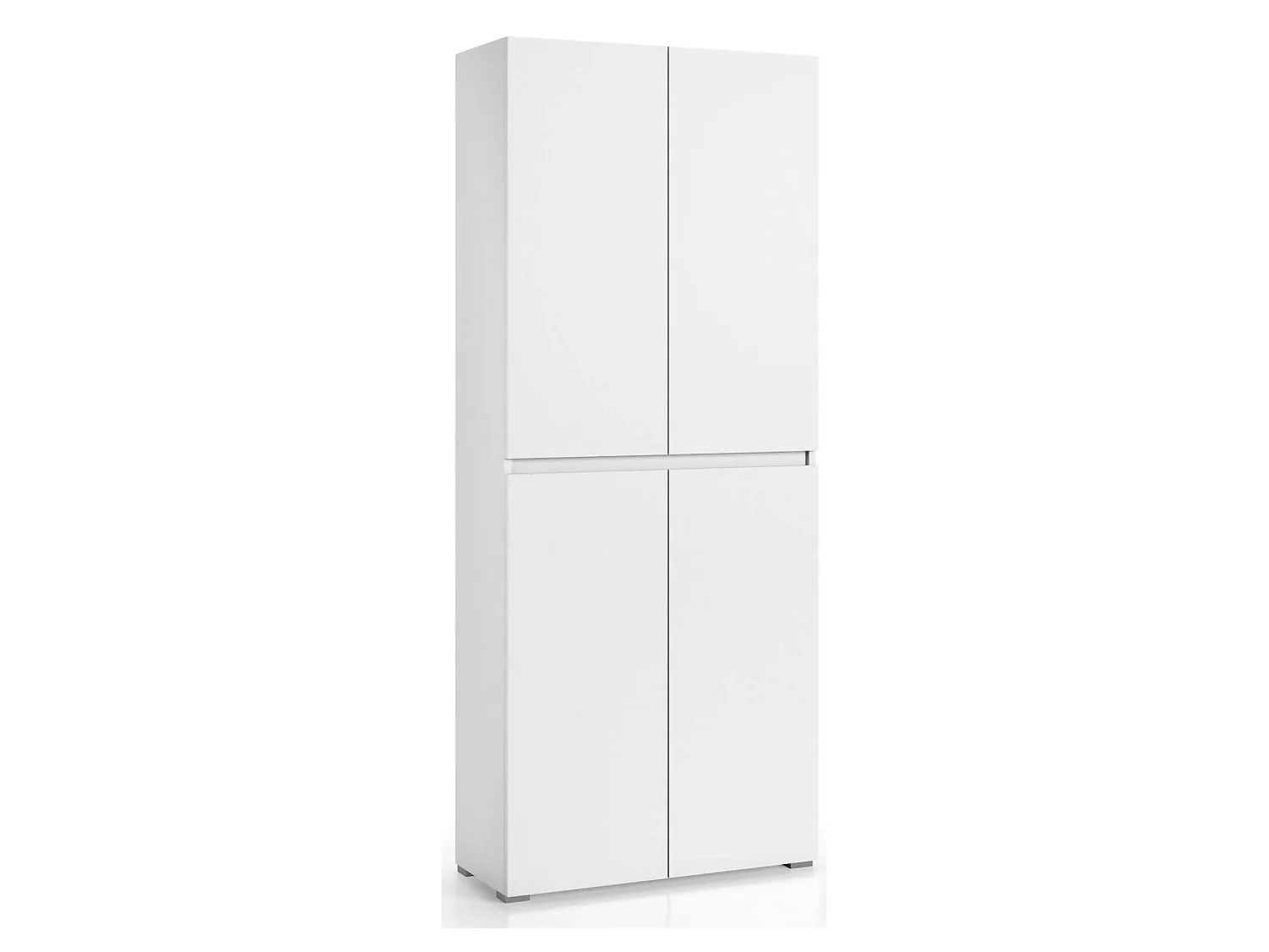 Armário multiusos grande Dbalestr, Sapateira com prateleiras ajustáveis, Sapateira com 4 portas, 100% Fabricado em Itália, 80x37h195 cm, Branco