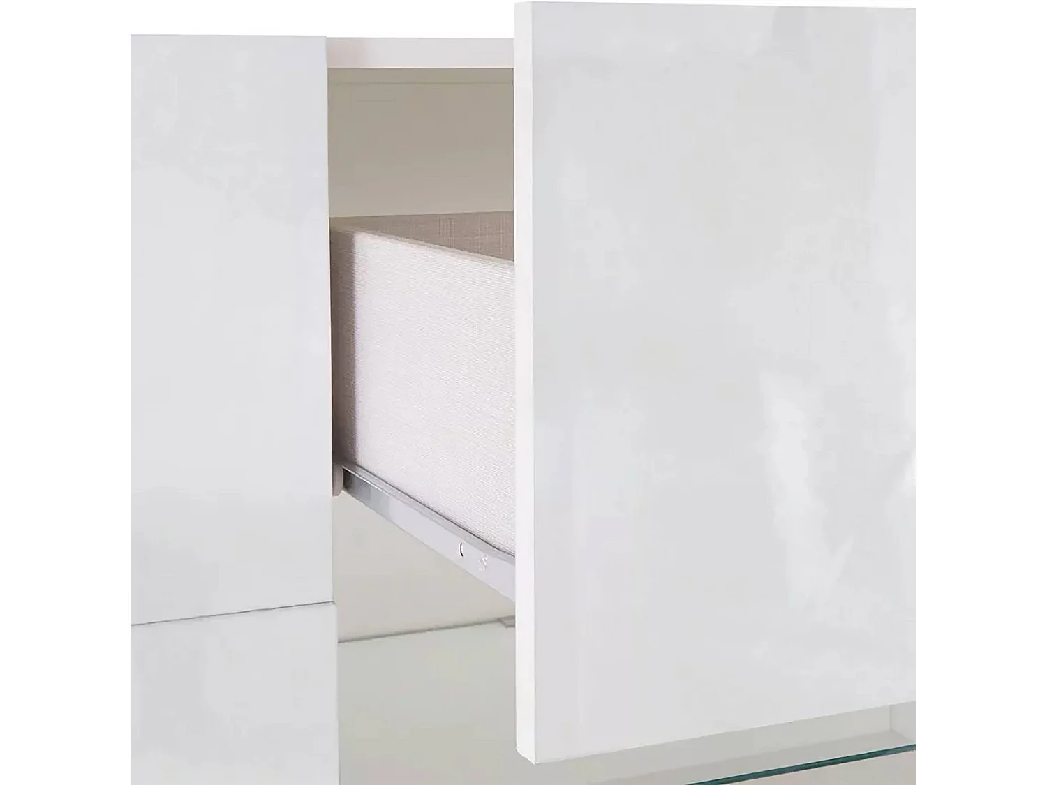 Kommode Dgober, Wohnzimmerbuffet, Wohnzimmer-Sideboard, Moderne Küchen-Speisekammer, Made in Italy, 181x43 h84 cm, Glänzendes Weiß