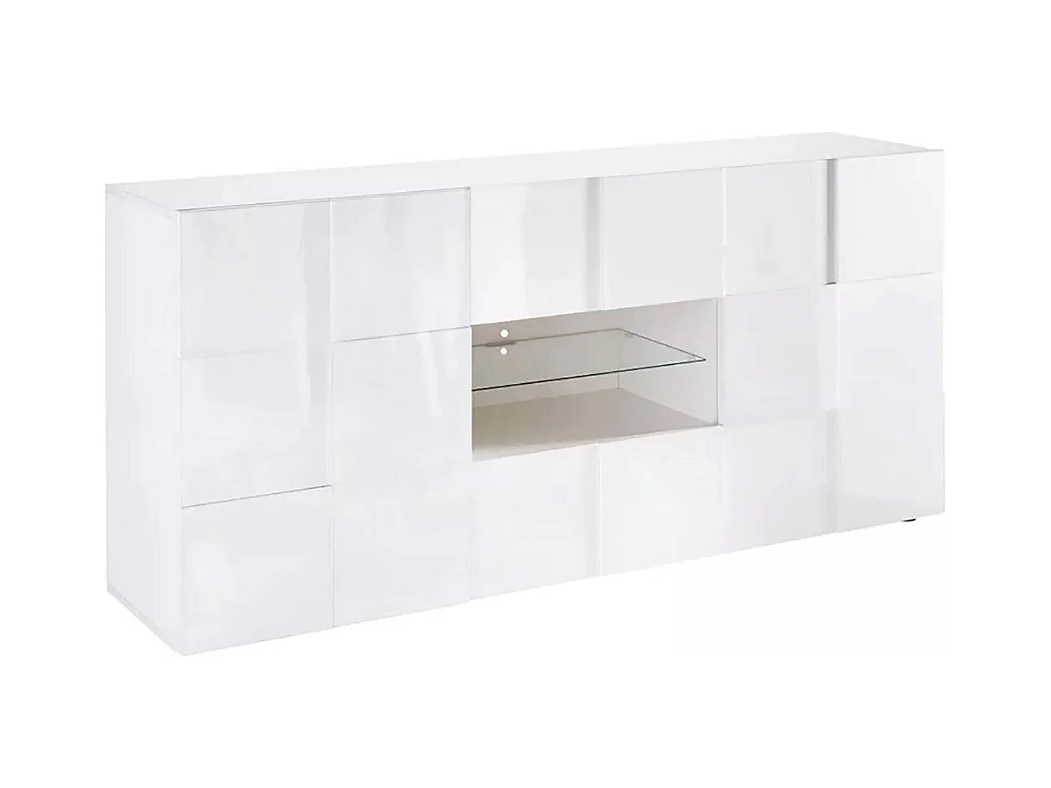 Buffet Dgober, Buffet du salon, Commode de salon, Garde-manger de cuisine, Made in Italy, 181x43 h84 cm, Blanc brillant