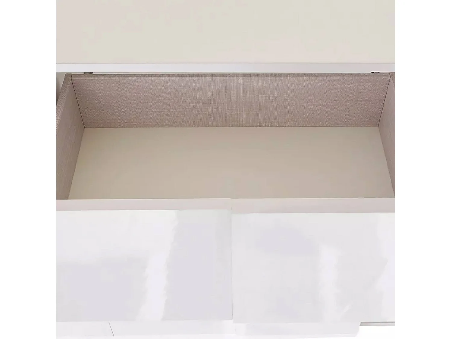 Kommode Dgober, Wohnzimmerbuffet, Wohnzimmer-Sideboard, Moderne Küchen-Speisekammer, Made in Italy, 181x43 h84 cm, Glänzendes WeiÃŸ