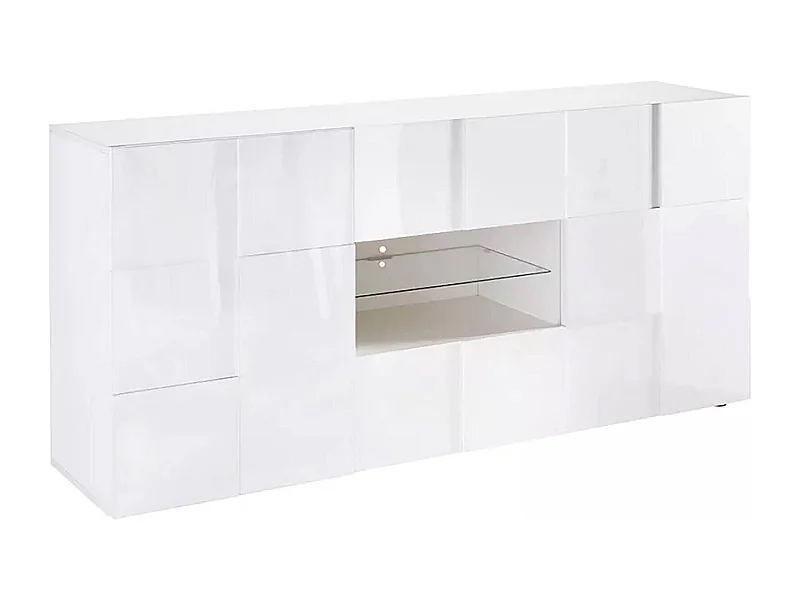 Dmora - Credenza Zerba, 181x43 h84 cm, Bianco lucido